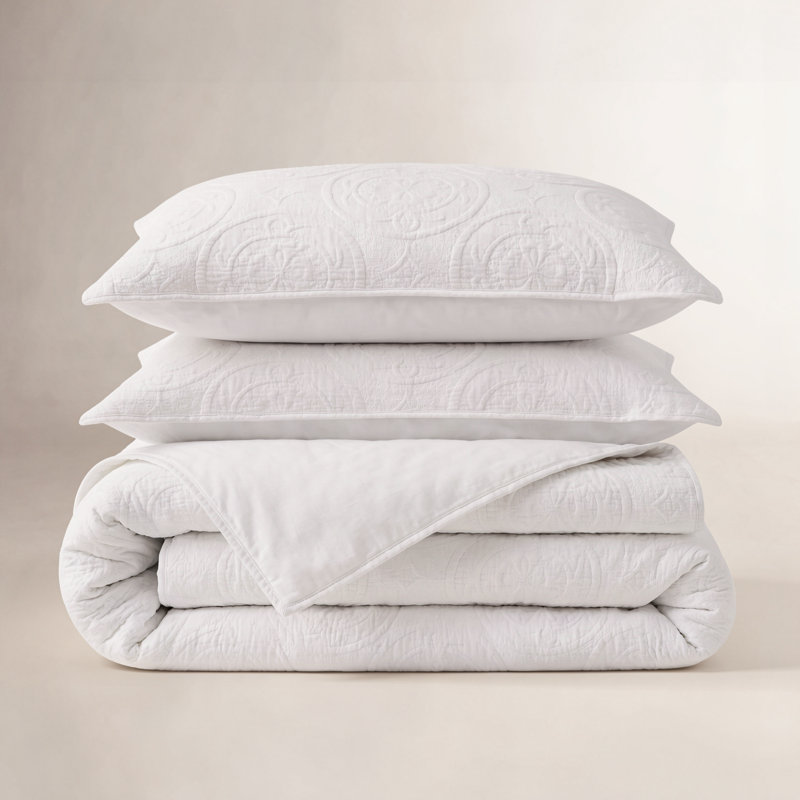 Ensemble d'édredon en coton Verona Matelasse, Édredon pour très grand lit + 2 très grandes ta