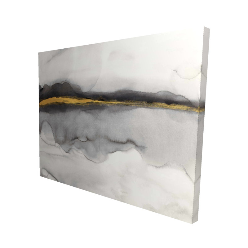 Gold stripe abstract - Shapes White canvas for home decor