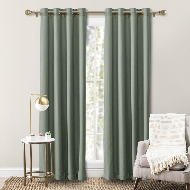 Cedarpoint Elegant Striped Design Grommet Room Darkening Curtain Panel, 54" W x 63" L, Green