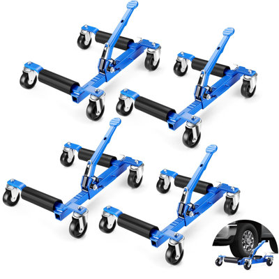 Car Dolly Jack Set of 4, 6000 LB Wheel Dolly with Hydraulic Tire Jack & Foot Pedal, Vehicle Skates for Tire Repair and Moving