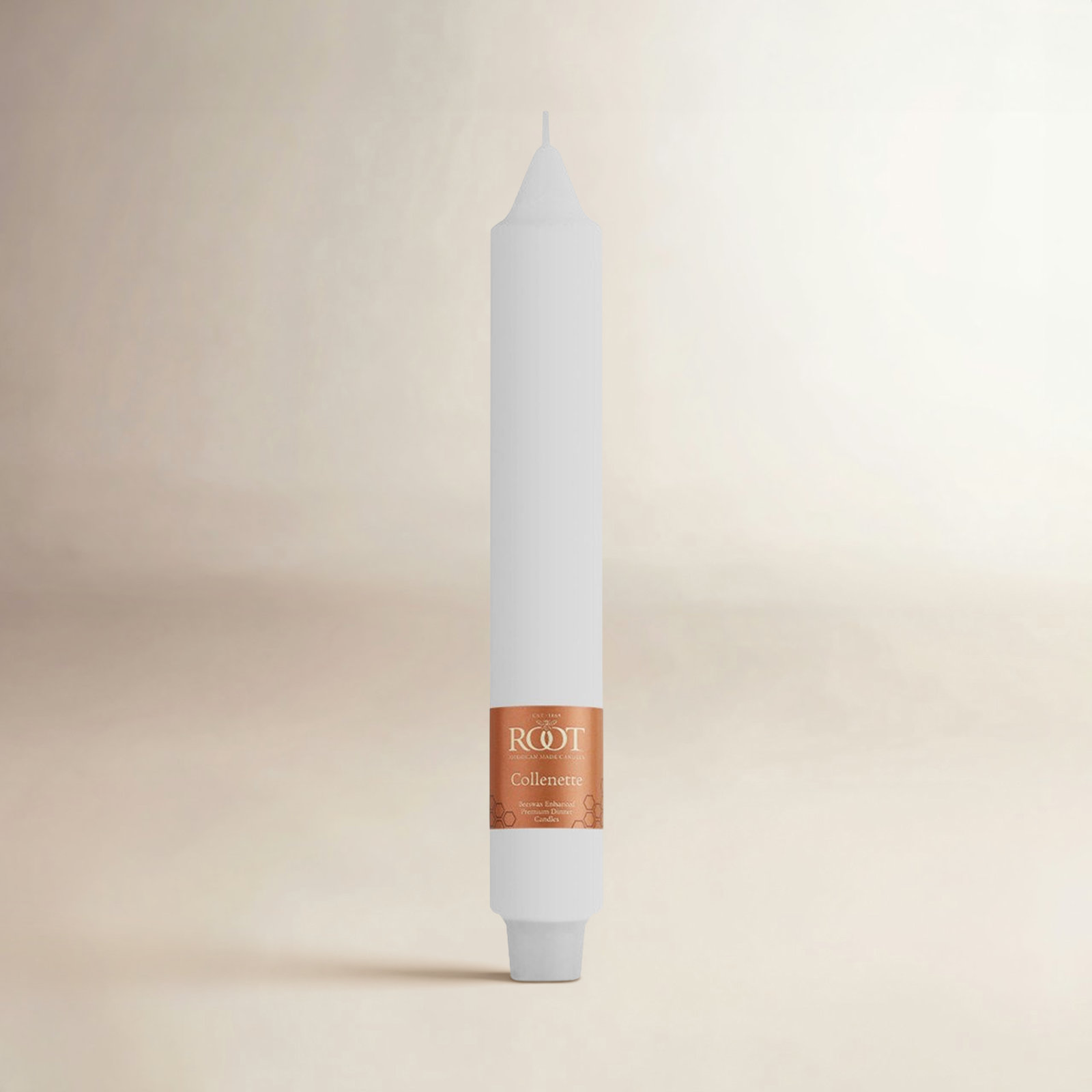 Unscented Taper Candle, 9" H x 1.25" W x 1.25" D, White