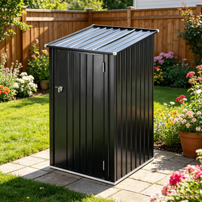 56"L X 19.5"W X 64"H Outdoor Storage Shed With Lockable Door, Wooden Tool Storage Shed W/Detachable Shelves & Pitch Roof,Gray
