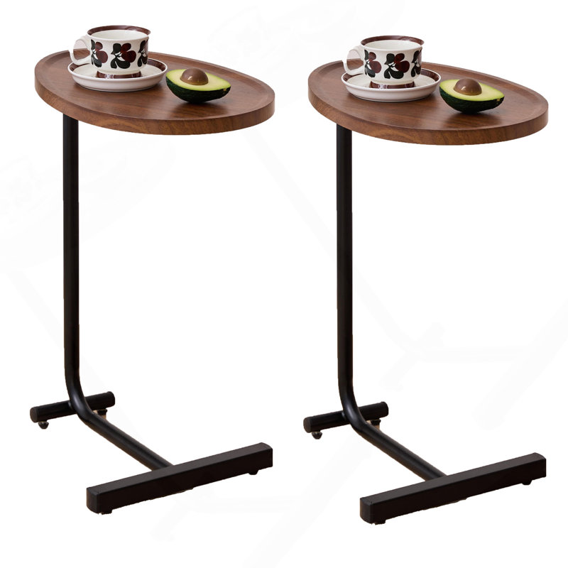 2 pièces, table d'appoint en forme de C brun, petit canapé pour petits espaces, salon, chambre à coucher, 2