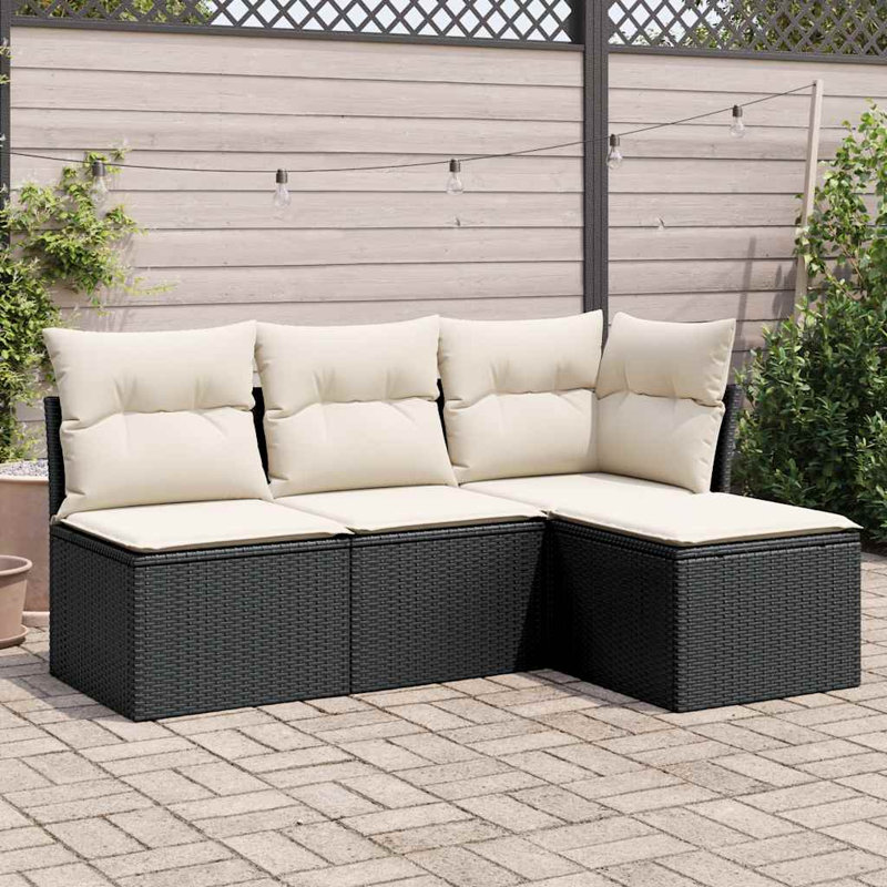 Ensemble de canapés d'extérieur 4 pièces avec coussins 4 pièces, Marine, Gris