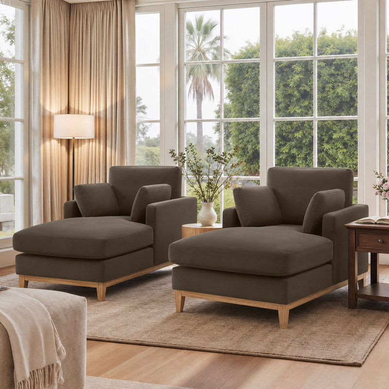 Chaise longue rembourrée en velours (lot de 2), Java