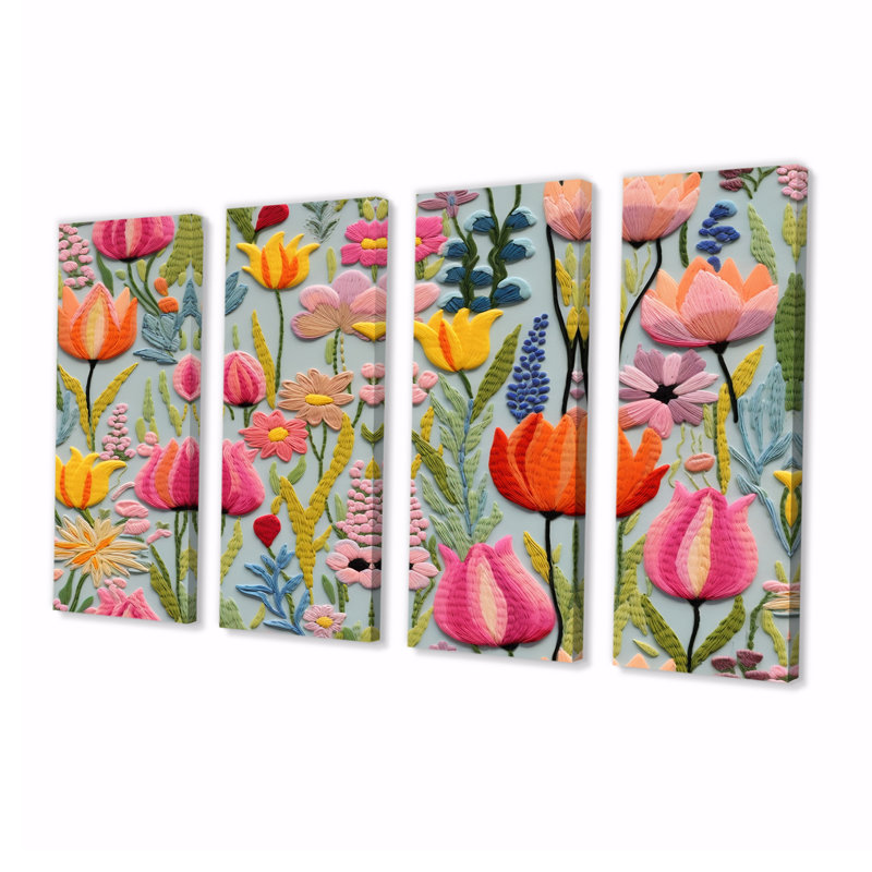 Egremont - Ensemble de 4 tulipes murales, H 28 po x l 48 po