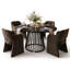 Ensemble de table de salle à manger 4 personnes Woodcroft avec table ovale extensible et 4 fauteuils rembourrés en chenille-129752419