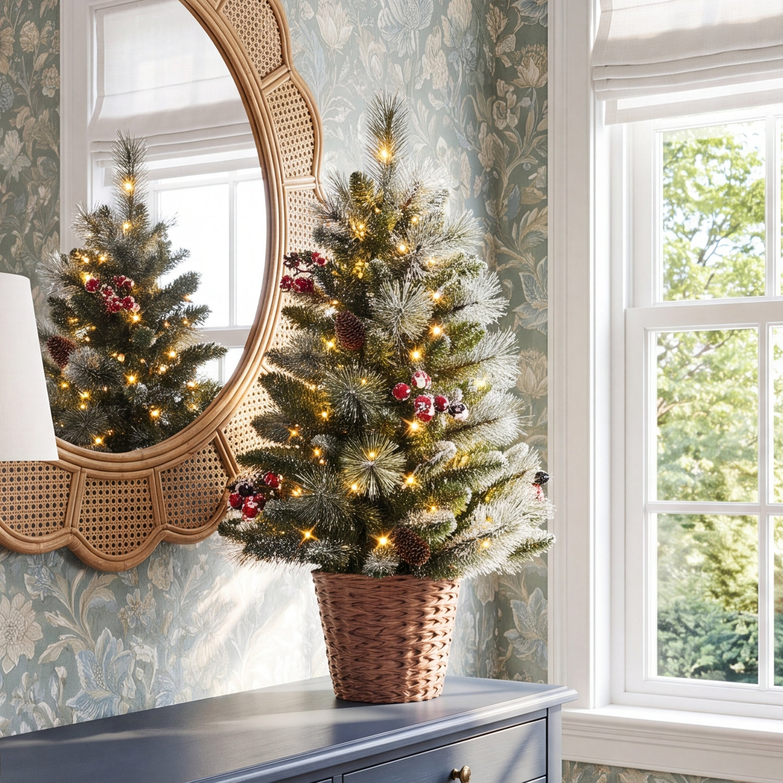 White 3' Pre-Lit Pine Tree