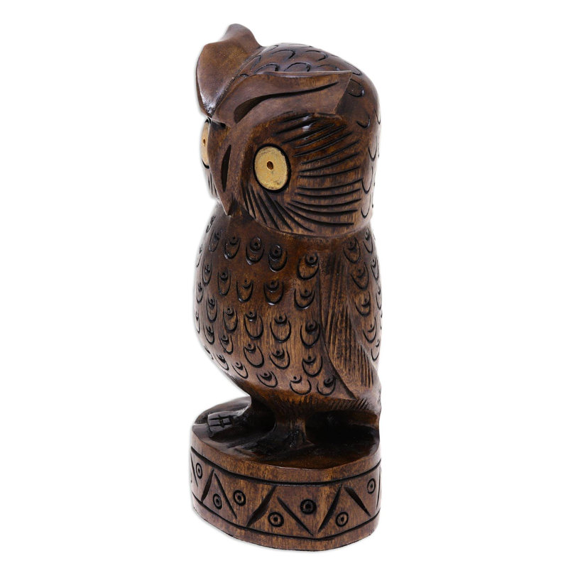 Figurine en bois vigilance hibou Aymane