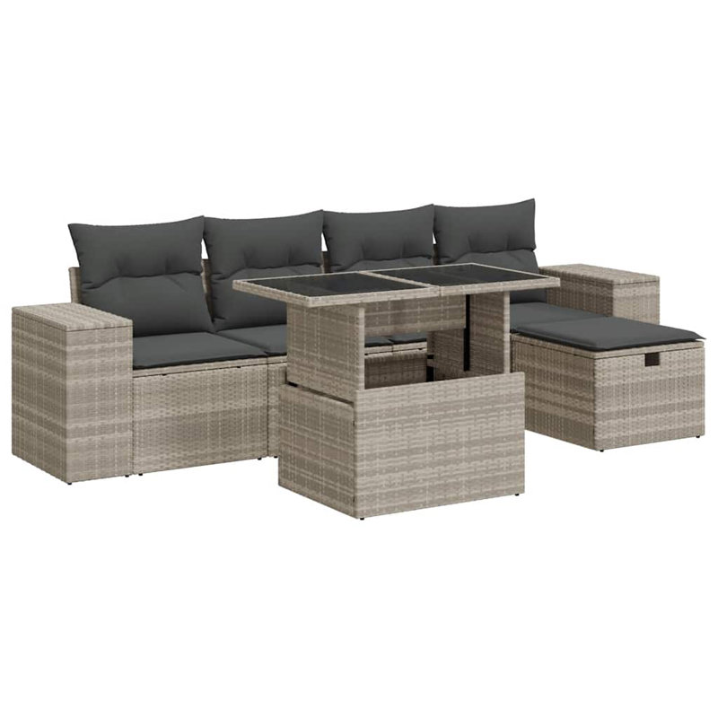  Ensemble de canapé de jardin beige, gris clair, Gris clair