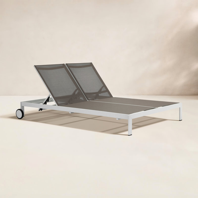 Chaise longue d'extérieur Isabella avec filet à séchage rapide et structure en aluminium, Gris