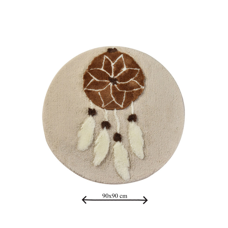 Luxury Acrylic Bathmat, Antibacterial & Non-Slip, 35.4 in Diameter | 100% Acrylic, Pile Height: 0.7-1.2 in | Machine Washable at 86°F, Soft & Durable Design for Bathroom Safety & Comfort