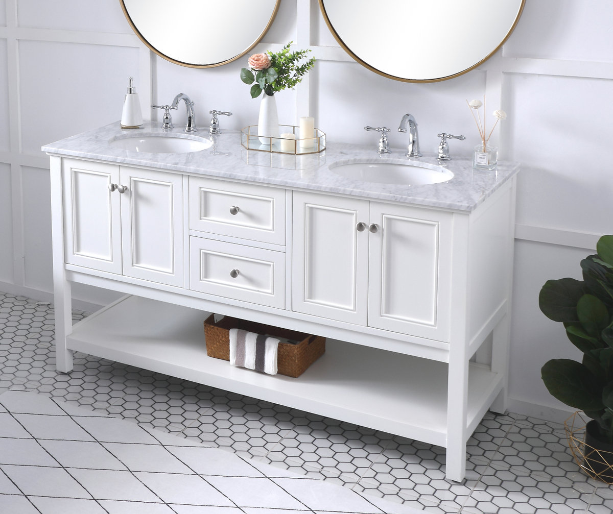 Bonsai 60'' Double Bathroom Vanity, White