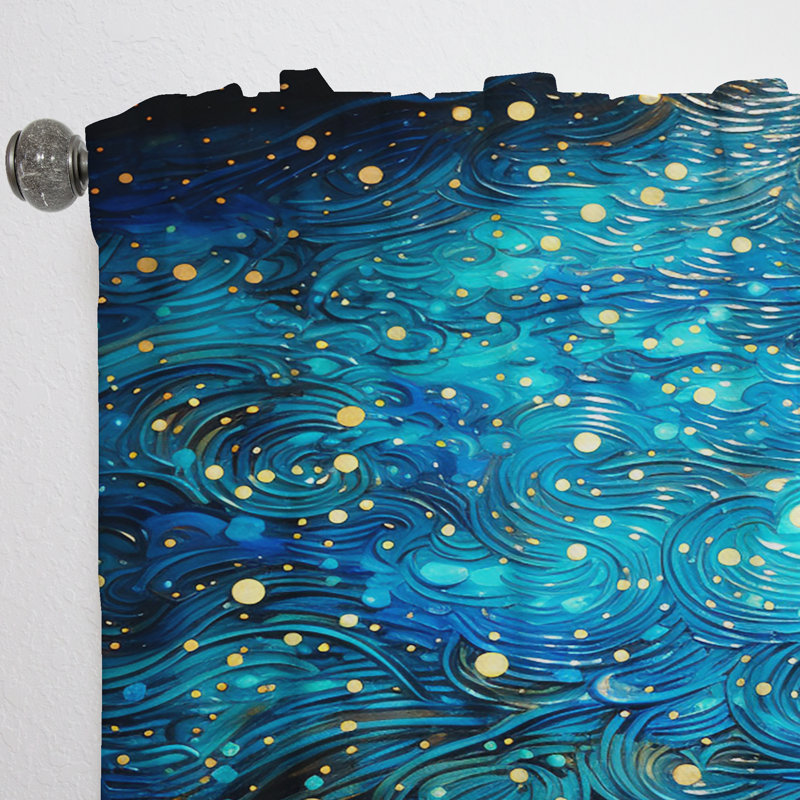 «Isaiah Coastal Minimalisme» Blue Moonlit Water II - rideau en velours nautique - obscurcissant - 1 panneau