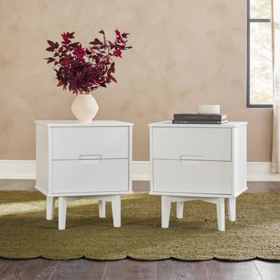 Aizlyn Mid-Century Modern Solid Wood Groove-Handle Nightstands
