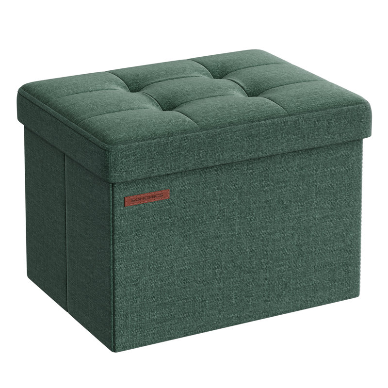 40cm Wide Tufted Rectangle Solid Colour Standard Ottoman with Storage, Green