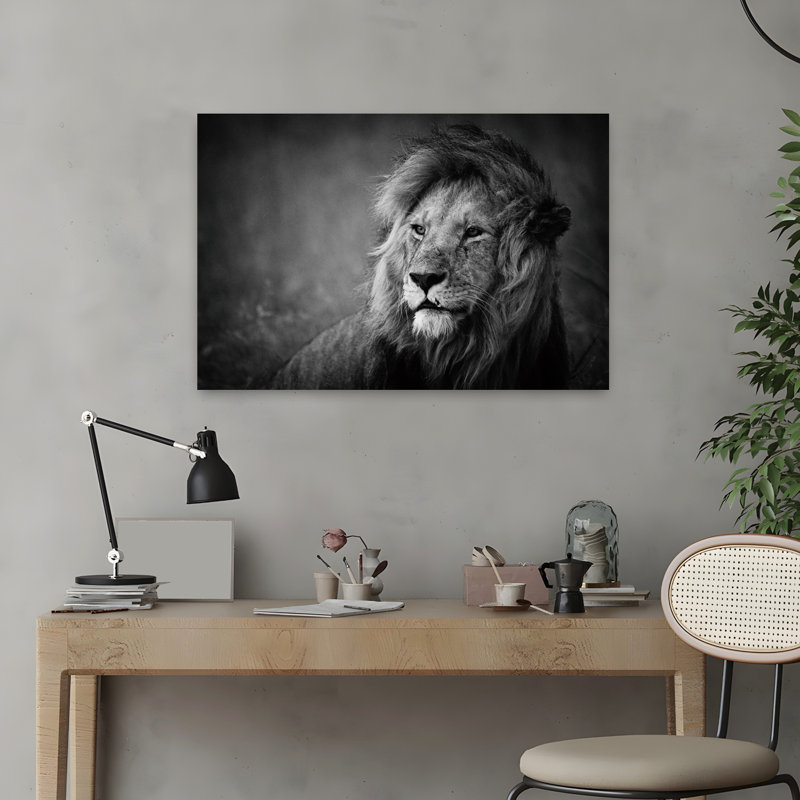 Art contemporain lion contemporain, H 16 po x l 24 po