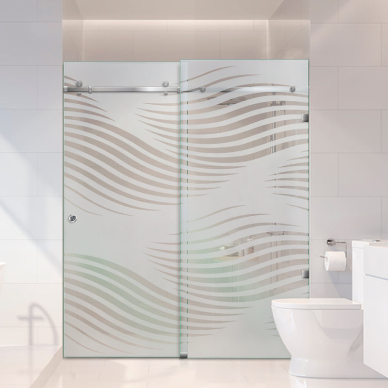 Portes de verre de douche coulissantes doubles sans cadre H 56 po x H 80 po, Semi-privé, Oui