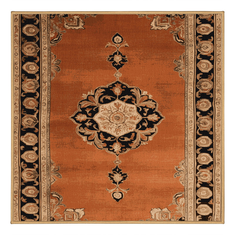 Tapis brun français lavable à la machine, Carré 8 pi