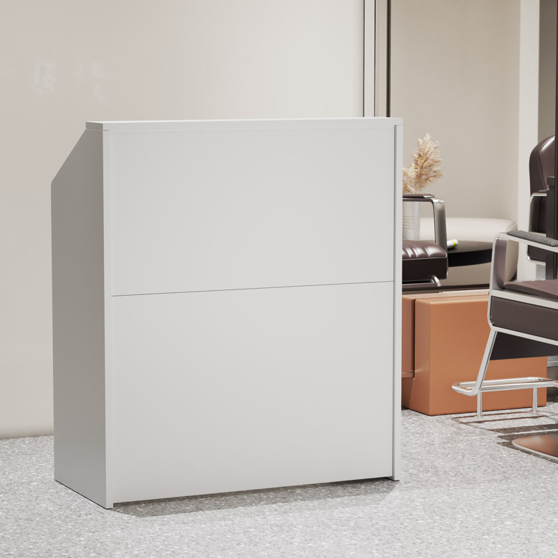 Bureau de réception compact et moderne avec deux tiroirs verrouillables, H 36,22 po x l 39,37 po x P 14,96 po