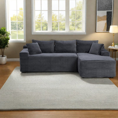 Compression Sectionals, Corduroy 94.5 Inch Modern L Shape For Home