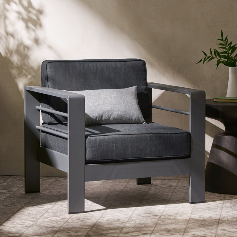 Fauteuil club d'extérieur, Dark Green Cushion/Gunmetal Gray Frame
