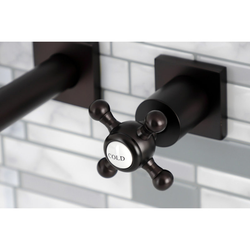 Kingston Brass Metropolitan Two-Handle 3-Hole Wall Mount Bathroom Faucet, Oil Rubbed Bronze