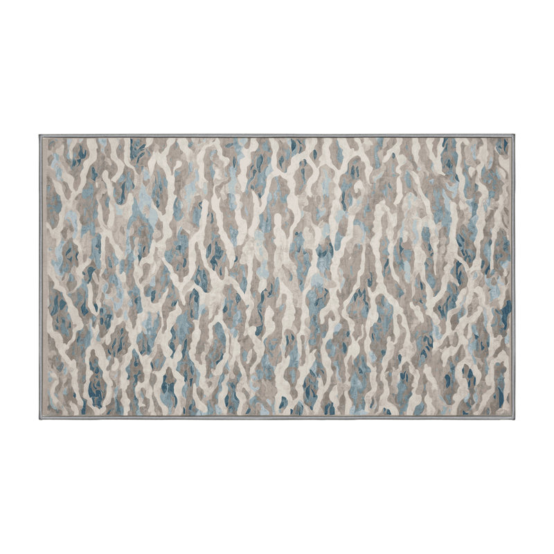 Machine Washable Gray Area Rug, Rectangle 8' x 12'