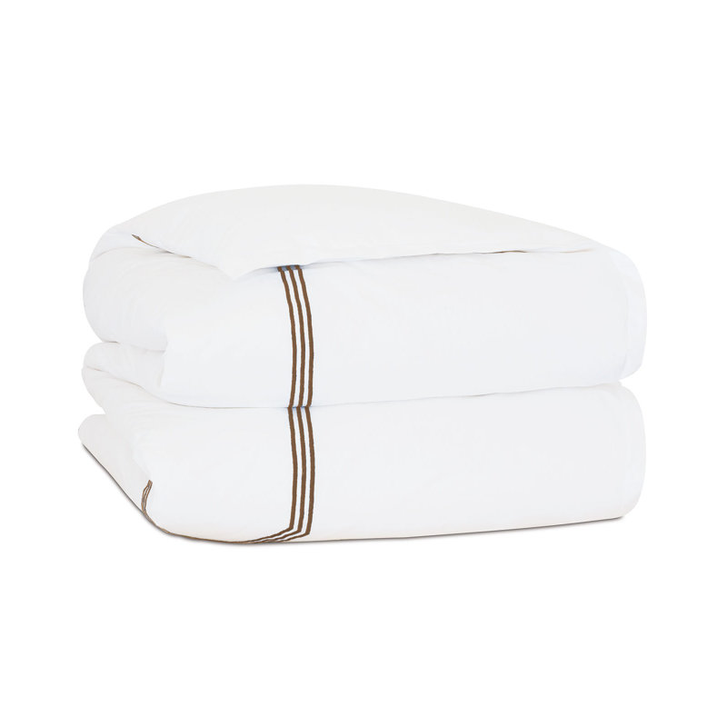 Housse de couette réversible en coton Tessa, Housse de couette grand super, Blanc/brun