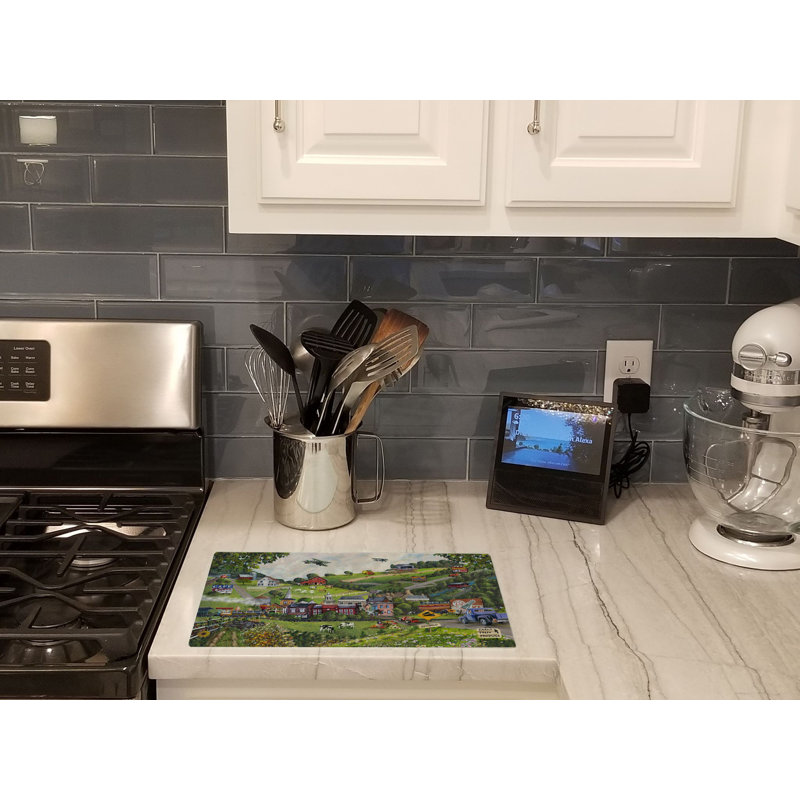 Caroline's Treasures Summer in Small Town USA Glass Cutting Board