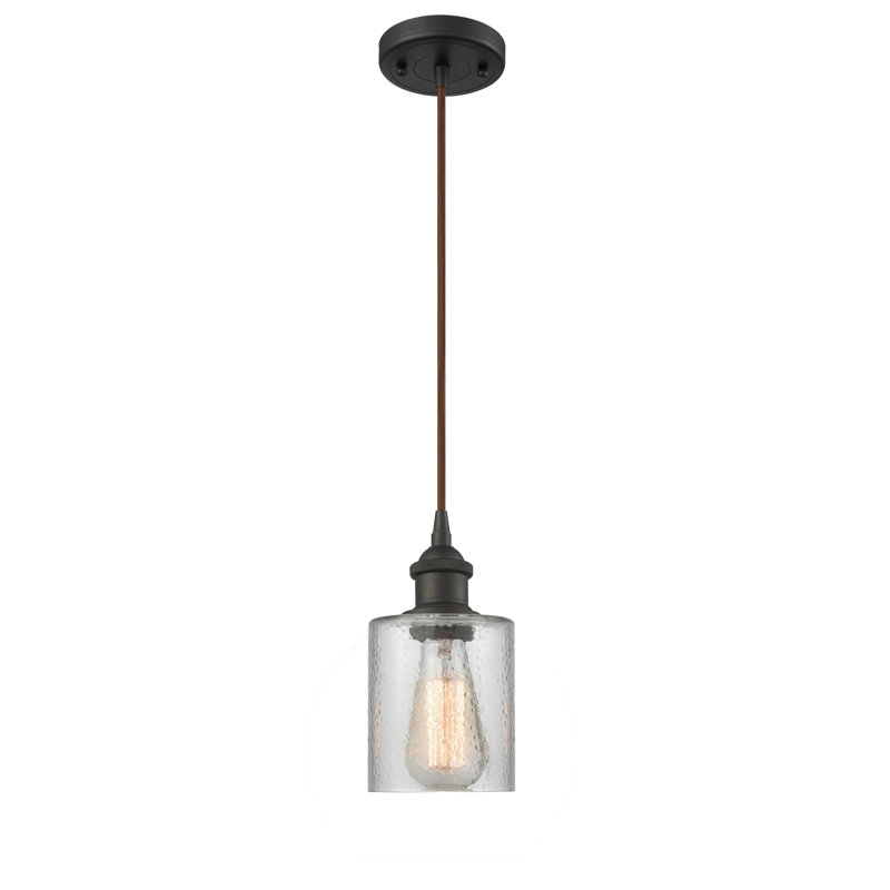 Luminaire suspendu cylindrique 1 lumière Leilani, Bronze huilé, Ampoule DEL rétro de 3,5 watts, H 3,75 po x l 5 po x P 5 po