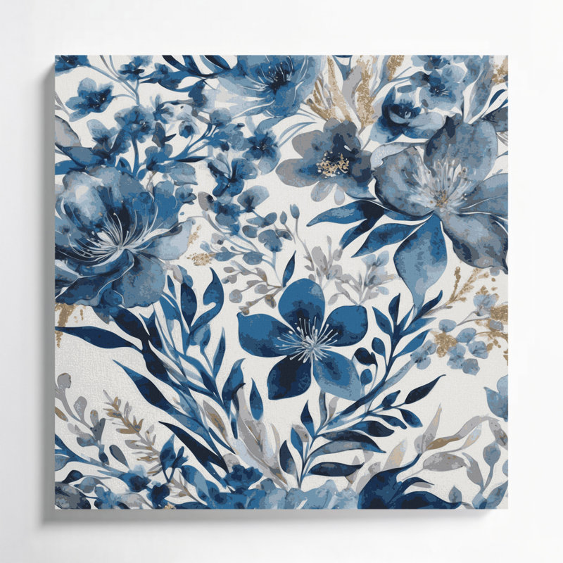Aquarelle florale, art mural gris sur toile 71, H 8 po x l 8 po