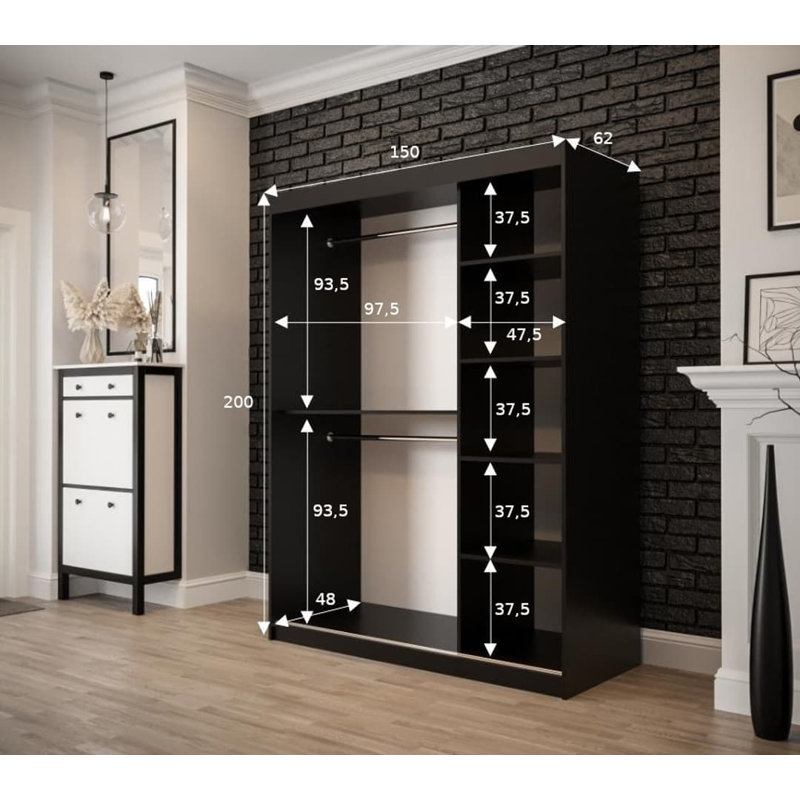 Denes 2 Door Manufactured Wood Wardrobe