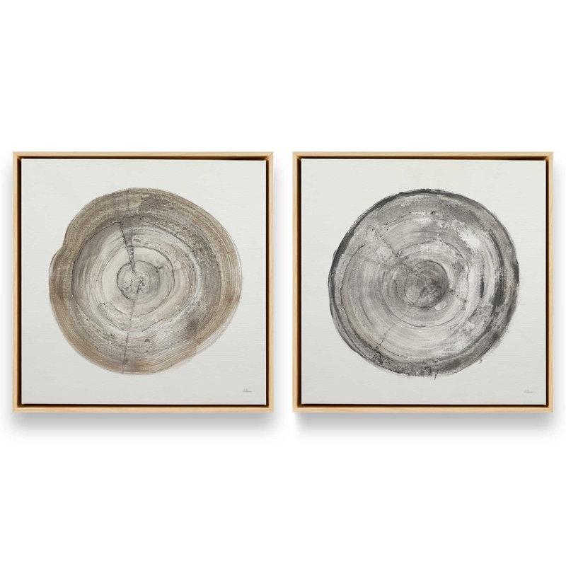 Ensemble de 2 impressions sur toile Rings of Time Duo II, Cadre américain en érable flottant, H 13 po x l 26 po x P 1,75 po