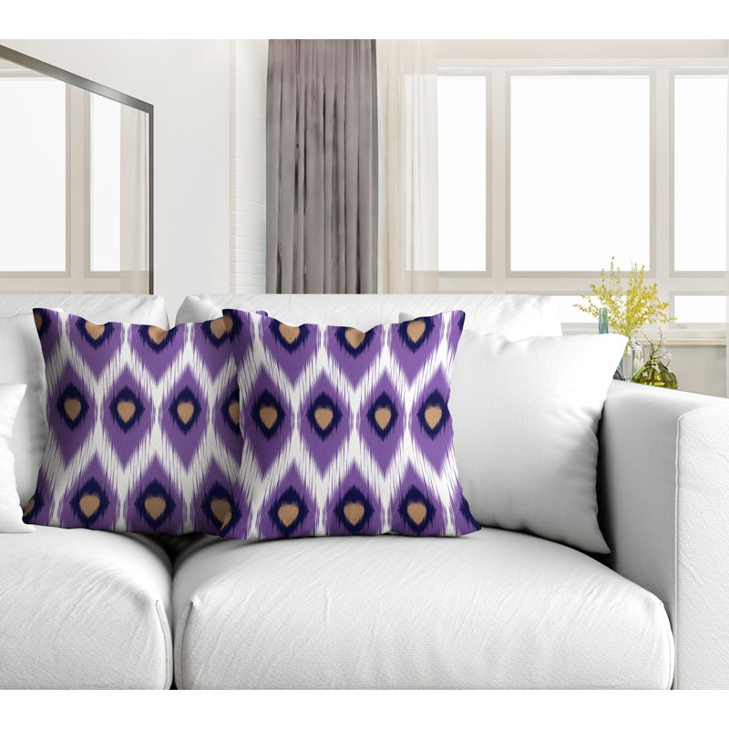 Coussin décoratif intérieur / extérieur abstrait, L 17 po x H 17 po, Mauve