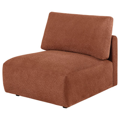 Willar Upholstered Modular Armless Chair with Loose Back Cushion, Coral