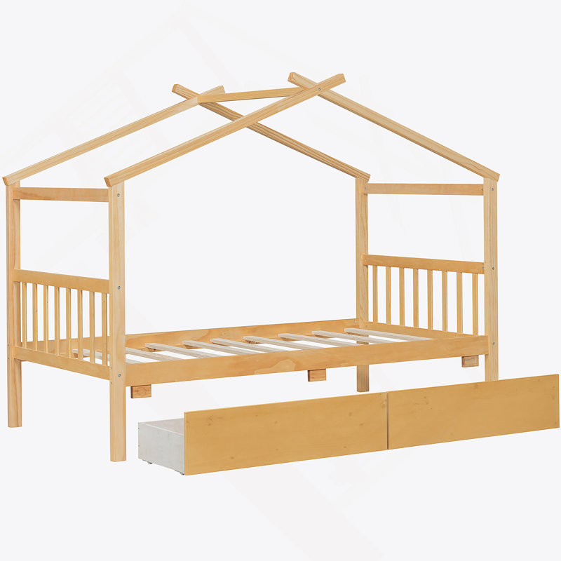 Cadre de lit, lit en bois avec tiroirs de rangement, Twin