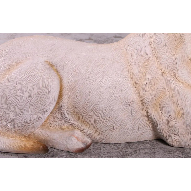 Tan Laying Labrador Life Size Statue