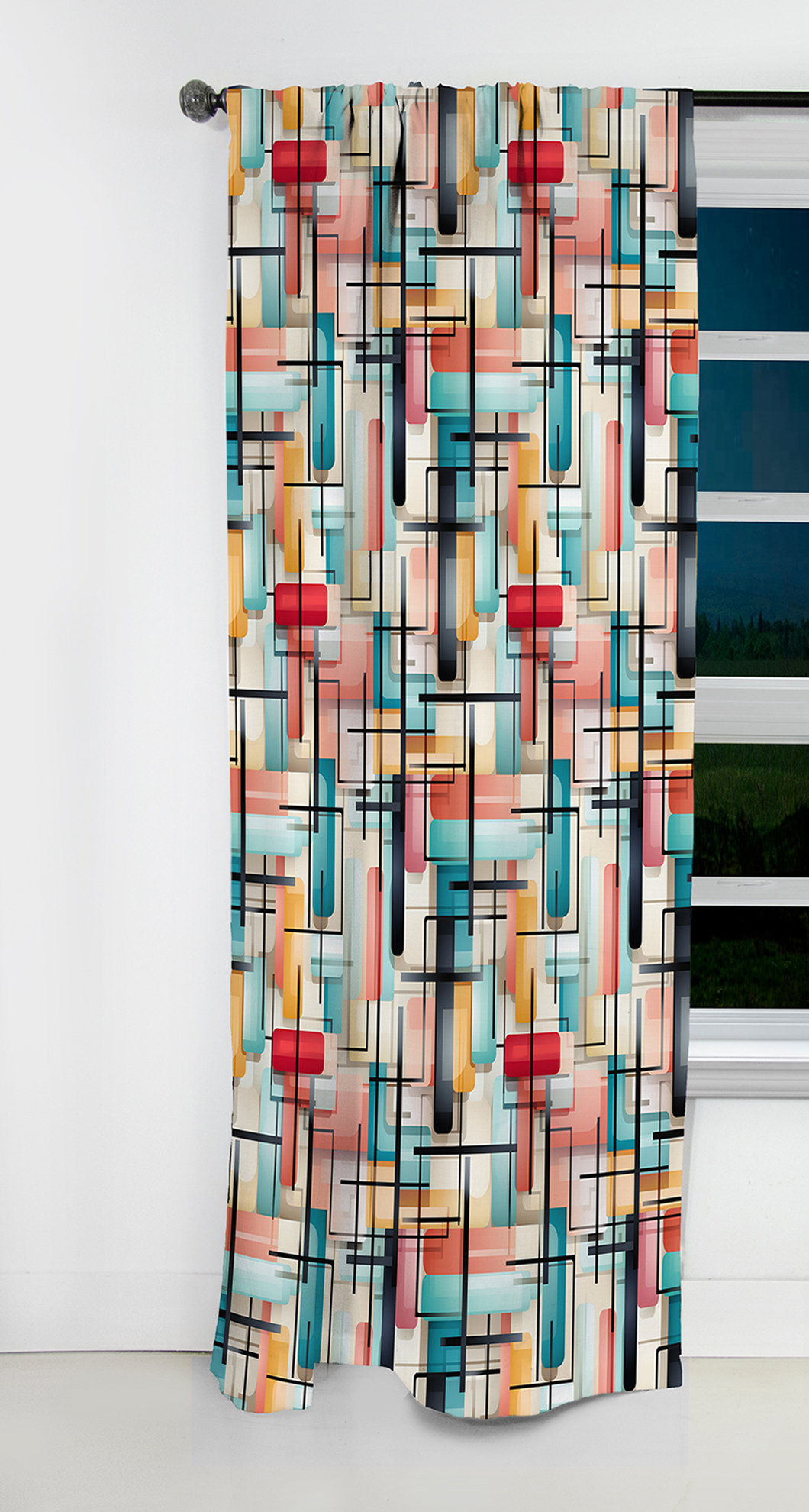 East Urban Home Schock - Abstract Geometric Blackout Curtain - 1 Panels ...