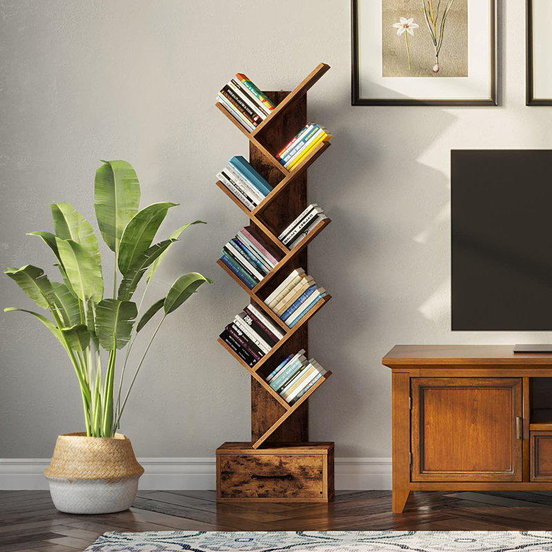 Dermitt Storage Bookcase, Rustic Brown