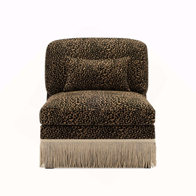 Armless Sofa Leopard Chenille W/1 Pillow -Brown black