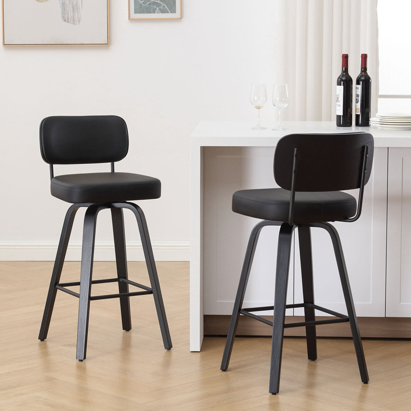 Tabouret de bar et de comptoir pivotant Cicero, Noir, Tabouret de bar (siège d'une hauteur de 29 po), Noir