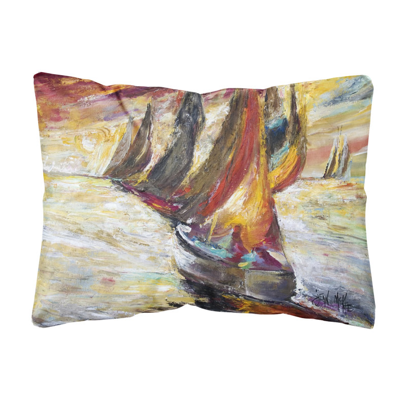 Coussin décoratif intérieur/extérieur rouge voiliers