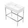 Ceramic White Rectangular Single Faucet Hole 32 in Console Bathroom Sink with Overflow