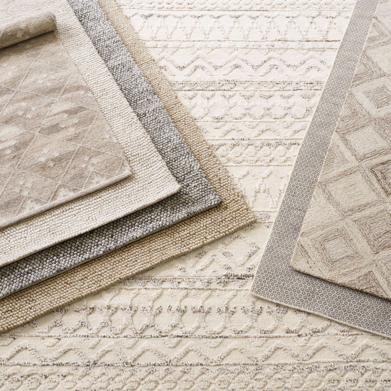 Niels Ivory Handwoven Wool/Viscose Rug, Rectangle 9'6" x 13'6"