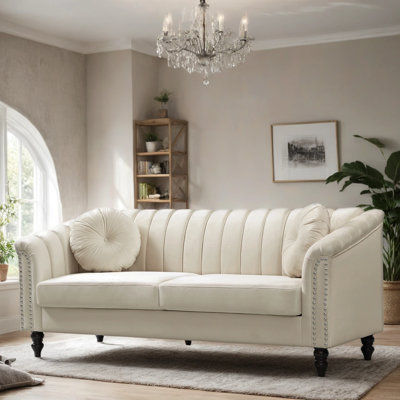 75" Upholstered Classic Chesterfield Sofa