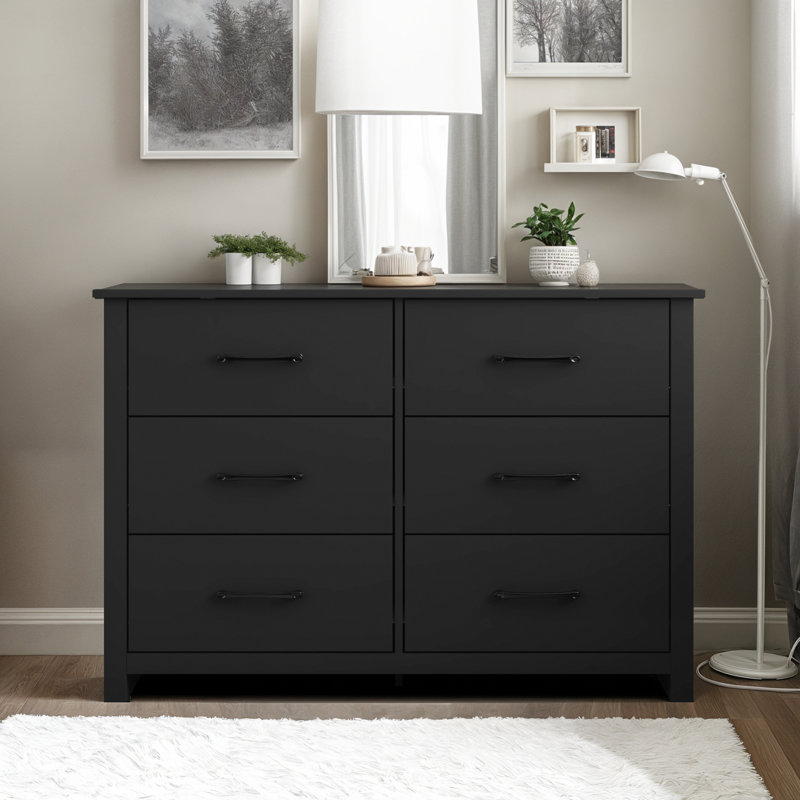 Commode double 6 tiroirs Walter, Noir