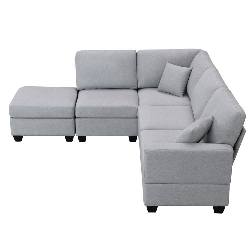 Canapé modulaire Keionte, 100 % lin gris