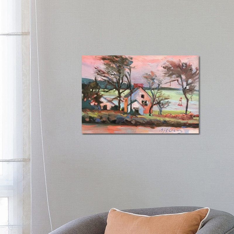 Pink Sky Maine 1 Piece Wall Art on Canvas, 45.72 cm H x 66.04 cm W x 1.905 cm D, Does Not Apply
