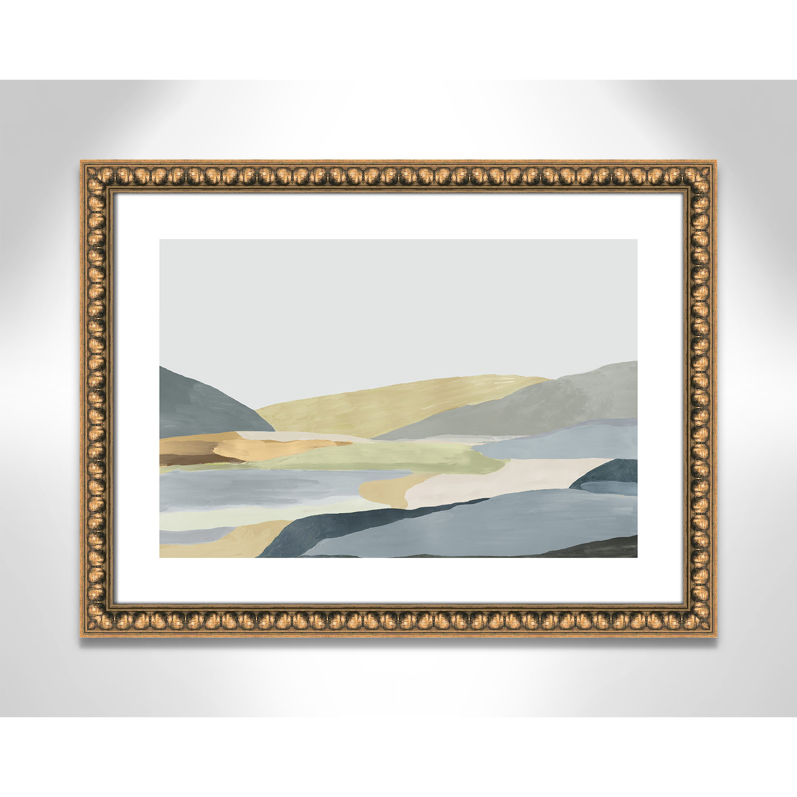 Blair "Warm Hills II" Painting, 18" H x 24" W x 1.13" D, Gold Bead Framed Paper
